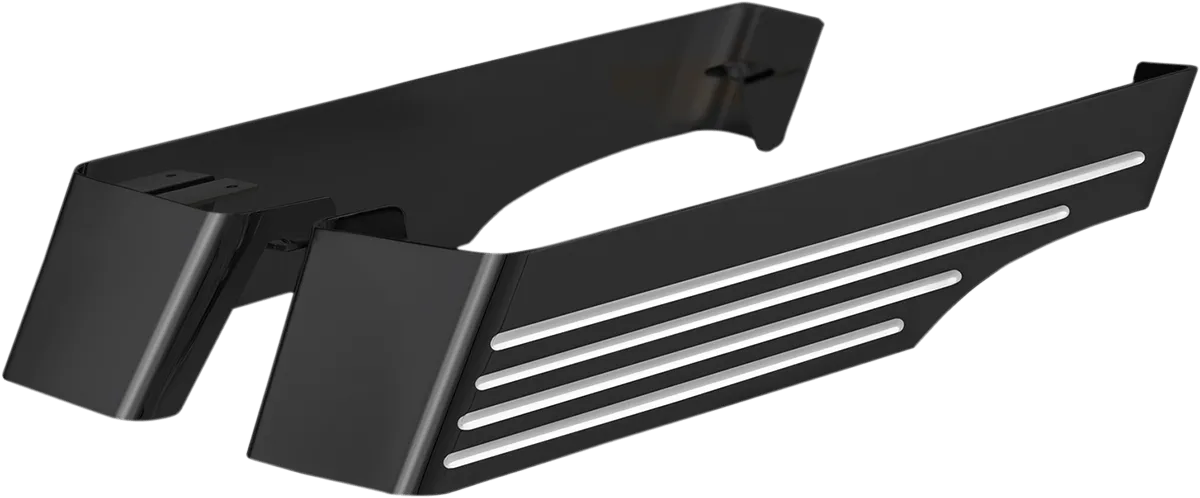 Cyclesmiths 202-XL-BM-A Billet Saddlebag Extensions without Cutouts for Dual Exhaust - Black w/Machined Grooves - Extra Wide
