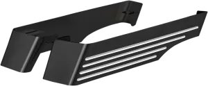 Cyclesmiths 202-XL-BM-A Billet Saddlebag Extensions without Cutouts for Dual Exhaust - Black w/Machined Grooves - Extra Wide