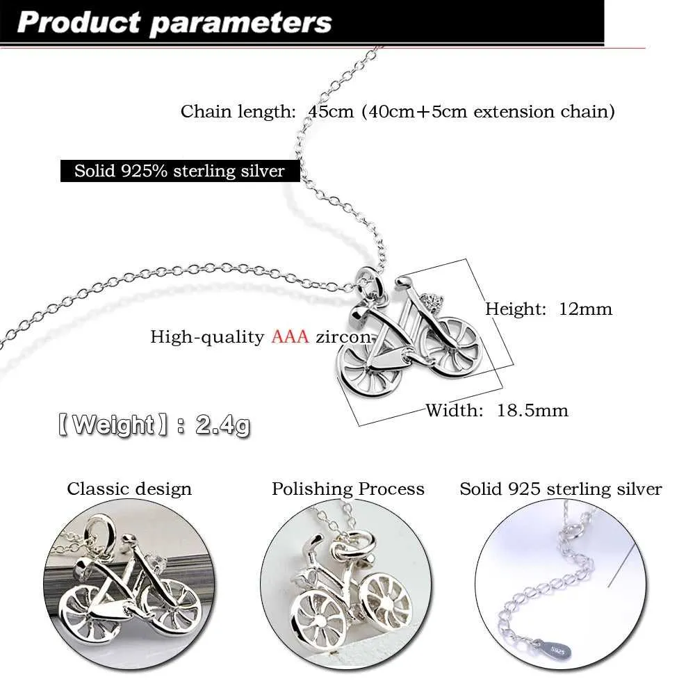 Cycolinks 925 Sterling Silver Bicycle Necklace