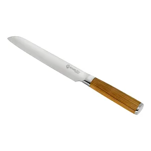 (D) Weathered Oak Handled Bread Slicer, Blade 8" (Fine Edge)