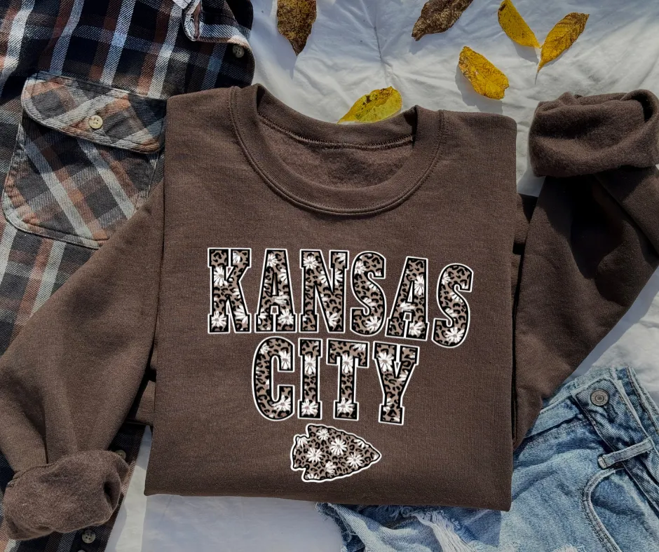 Daisy Leopard Kansas City Arrowhead Sweatshirt (Select Your Color)