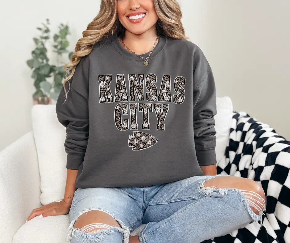 Daisy Leopard Kansas City Arrowhead Sweatshirt (Select Your Color)