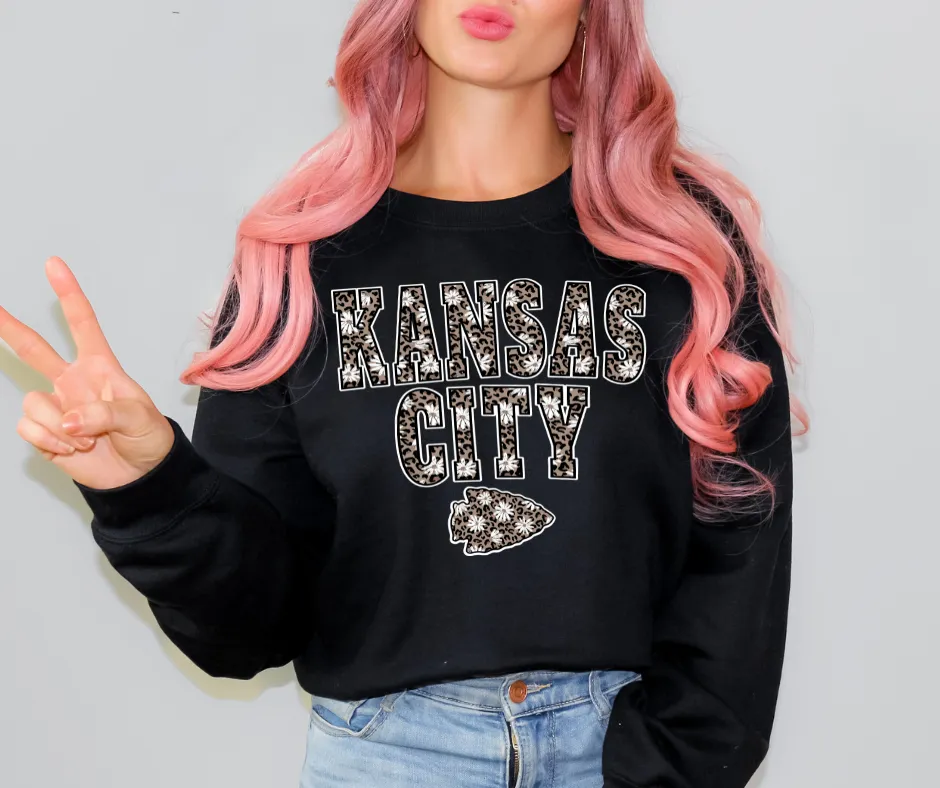 Daisy Leopard Kansas City Arrowhead Sweatshirt (Select Your Color)