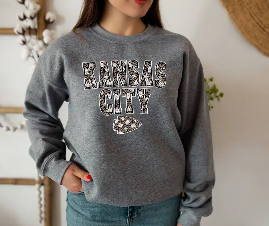 Daisy Leopard Kansas City Arrowhead Sweatshirt (Select Your Color)