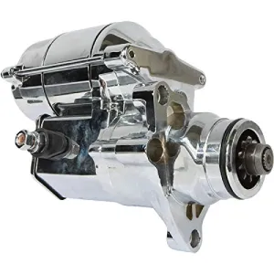 DB Electrical SHD0013-C Chrome Starter Compatible With/Replacement For Harley, FLHR FLHRC FLHRS, FLHTF FLSTN FLSTSC Fat Boy Road Glide Dyna, Flstsc Heritage Softail 80-1014 31621-06A 410-52330