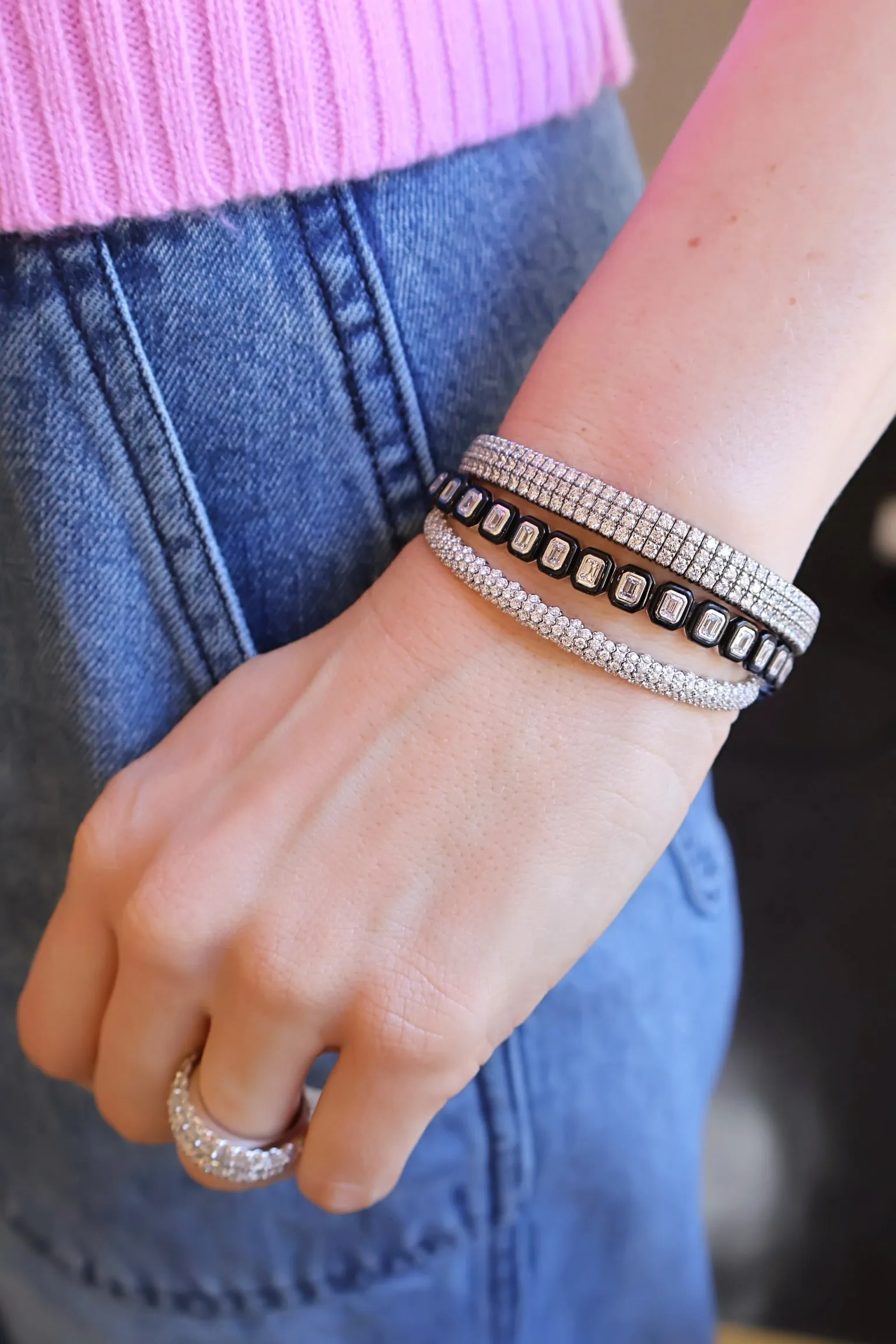 Diamond & Black Agate Tennis Bracelet