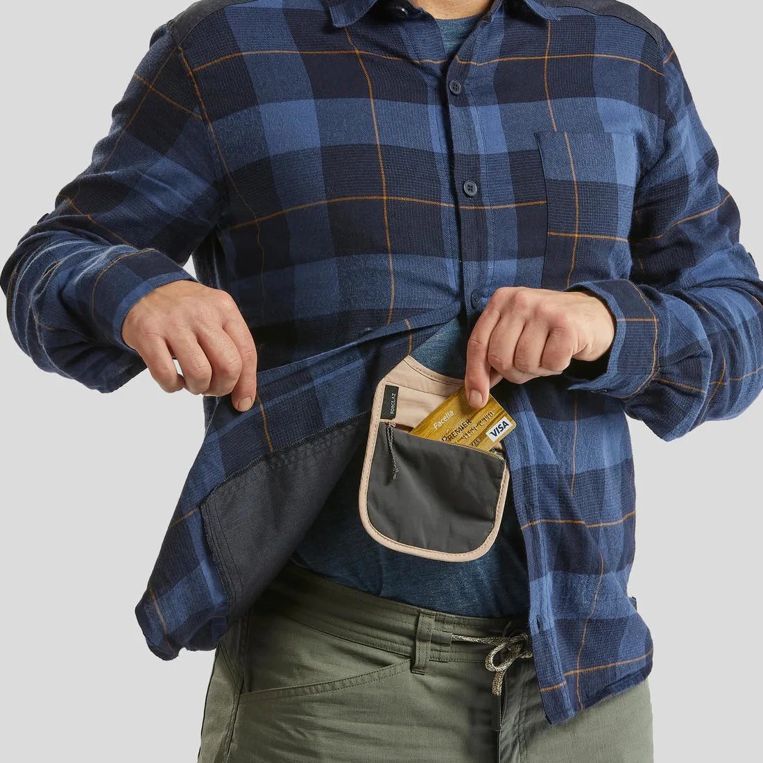 Discreet neck pouch TRAVEL RFID Beige