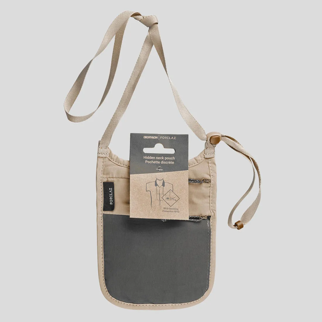 Discreet neck pouch TRAVEL RFID Beige