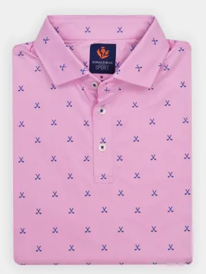 Donald Ross Mens Sport Fit VINCENT Print  Polo - PINK/NAVY