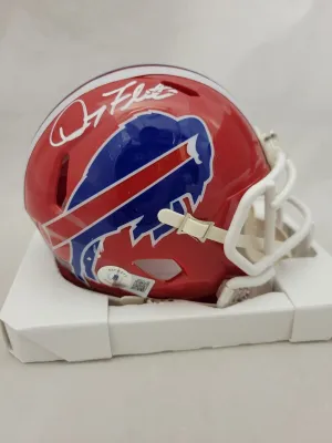 DOUG FLUTIE SIGNED BUFFALO BILLS THROWBACK SPEED MINI HELMET BECKETT QR