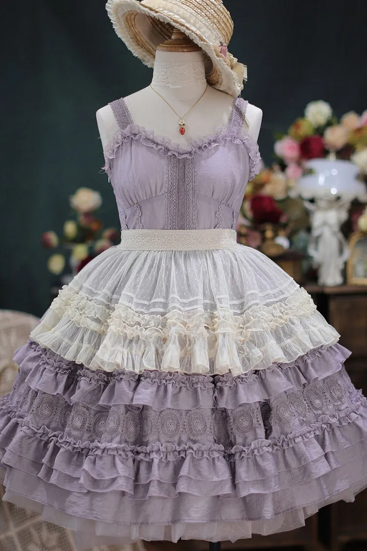 Dream Bouquet Elegant French Ruffle Sweet Lolita JSK Tiered Dress 4 Colors