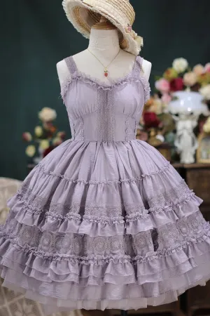 Dream Bouquet Elegant French Ruffle Sweet Lolita JSK Tiered Dress 4 Colors