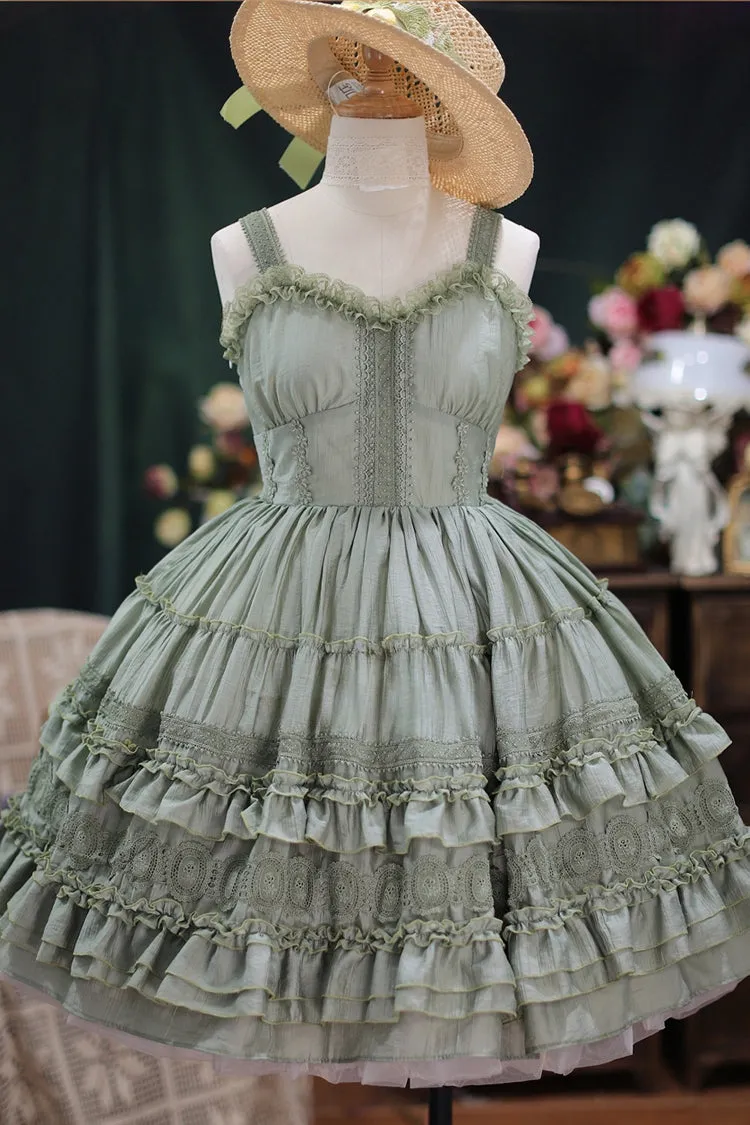 Dream Bouquet Elegant French Ruffle Sweet Lolita JSK Tiered Dress 4 Colors