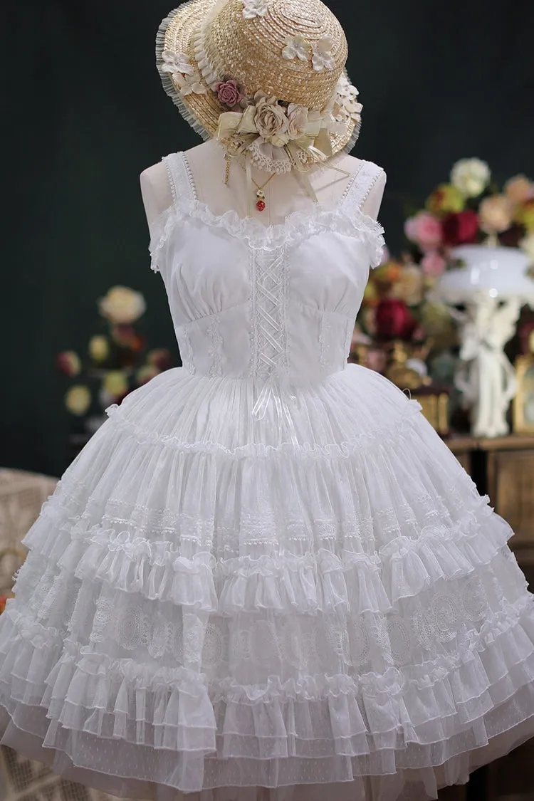 Dream Bouquet Elegant French Ruffle Sweet Lolita JSK Tiered Dress 4 Colors