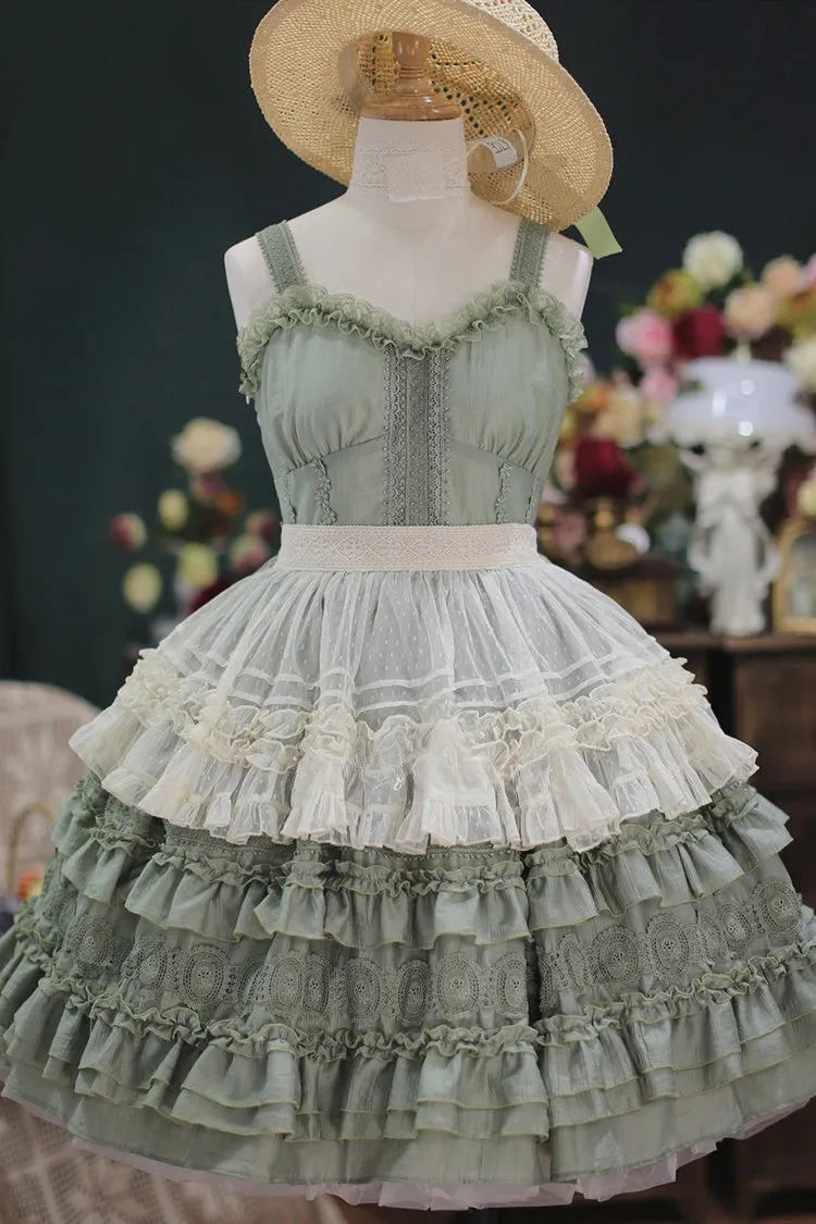 Dream Bouquet Elegant French Ruffle Sweet Lolita JSK Tiered Dress 4 Colors