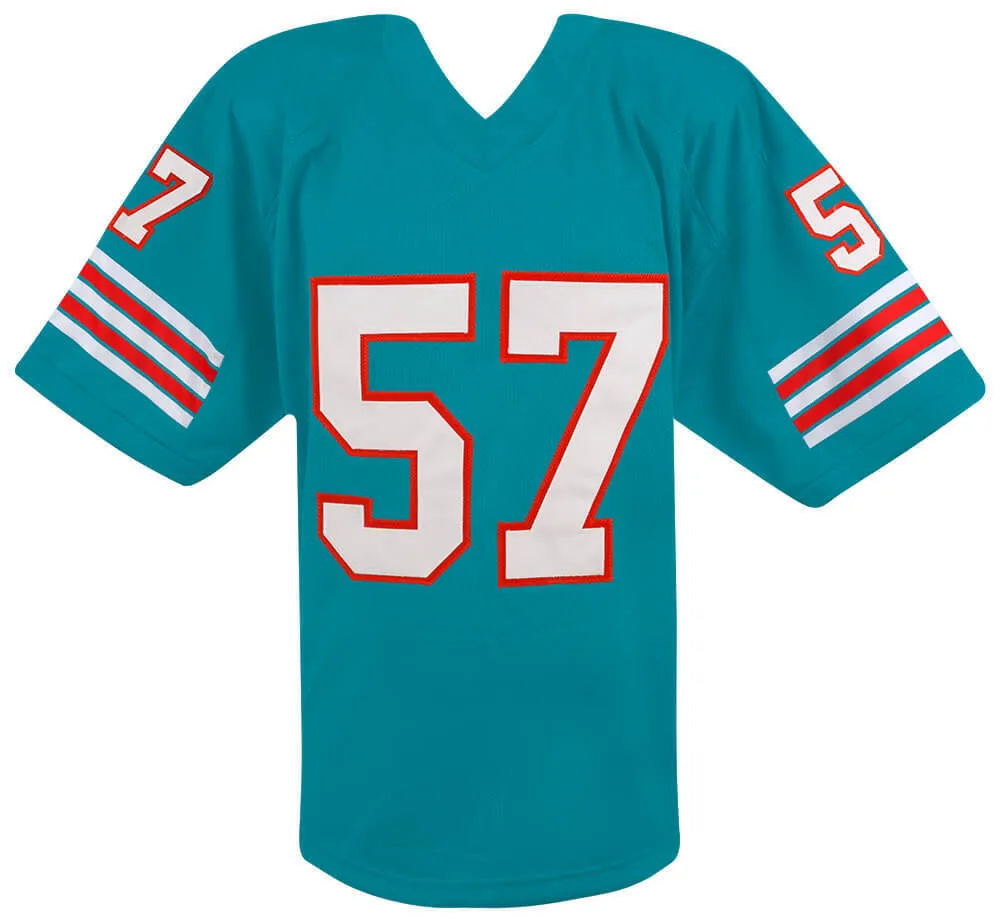 Dwight Stephenson DOLPHINS Signed Teal T/B Custom Football Jersey w/HOF'98 - SS