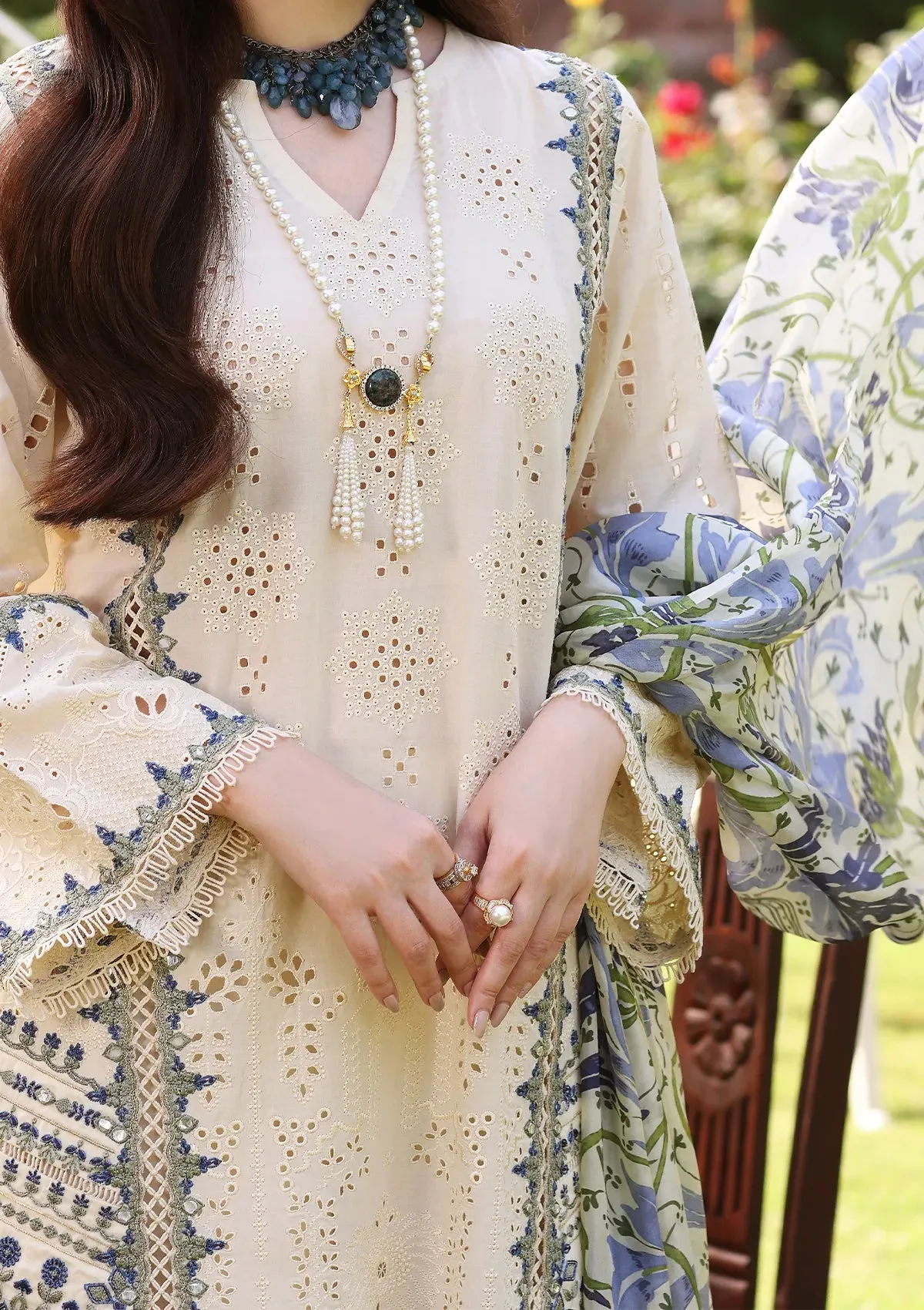 ECF-07 DAISY |  Elaf Premium festive Chikankari collection2023