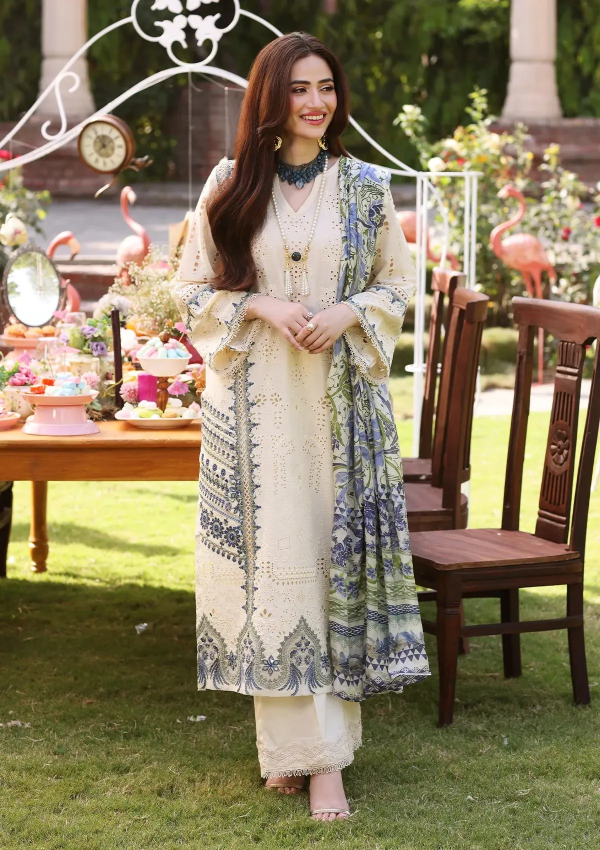 ECF-07 DAISY |  Elaf Premium festive Chikankari collection2023