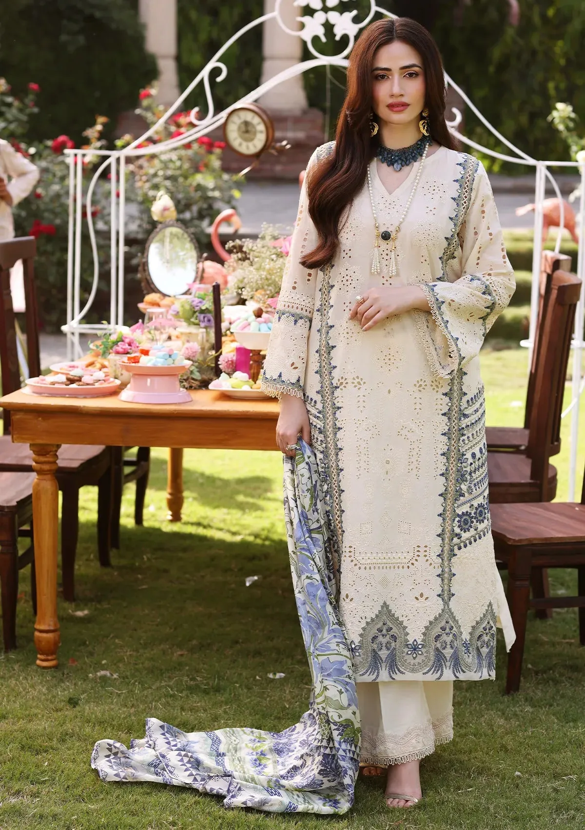 ECF-07 DAISY |  Elaf Premium festive Chikankari collection2023