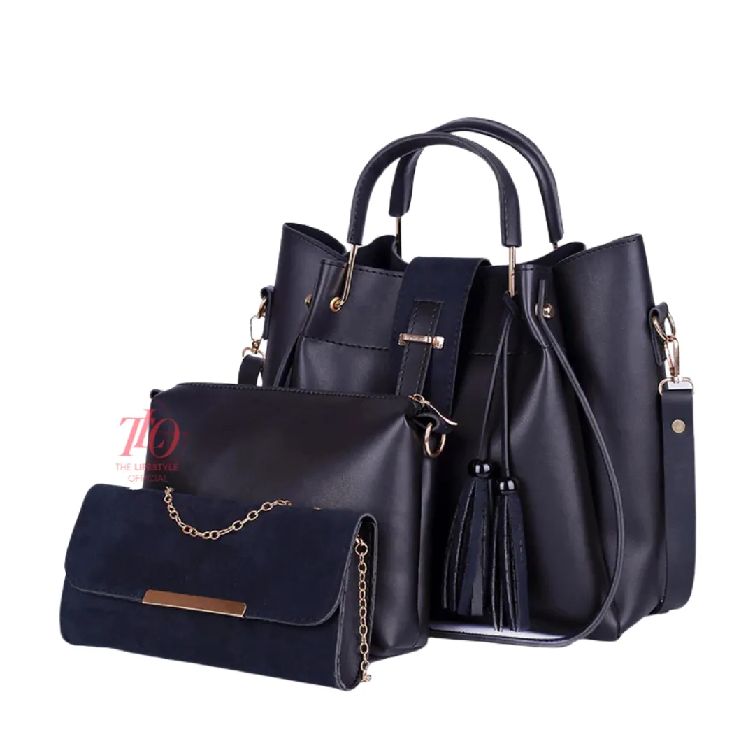 Elegance Trio Black Handbag