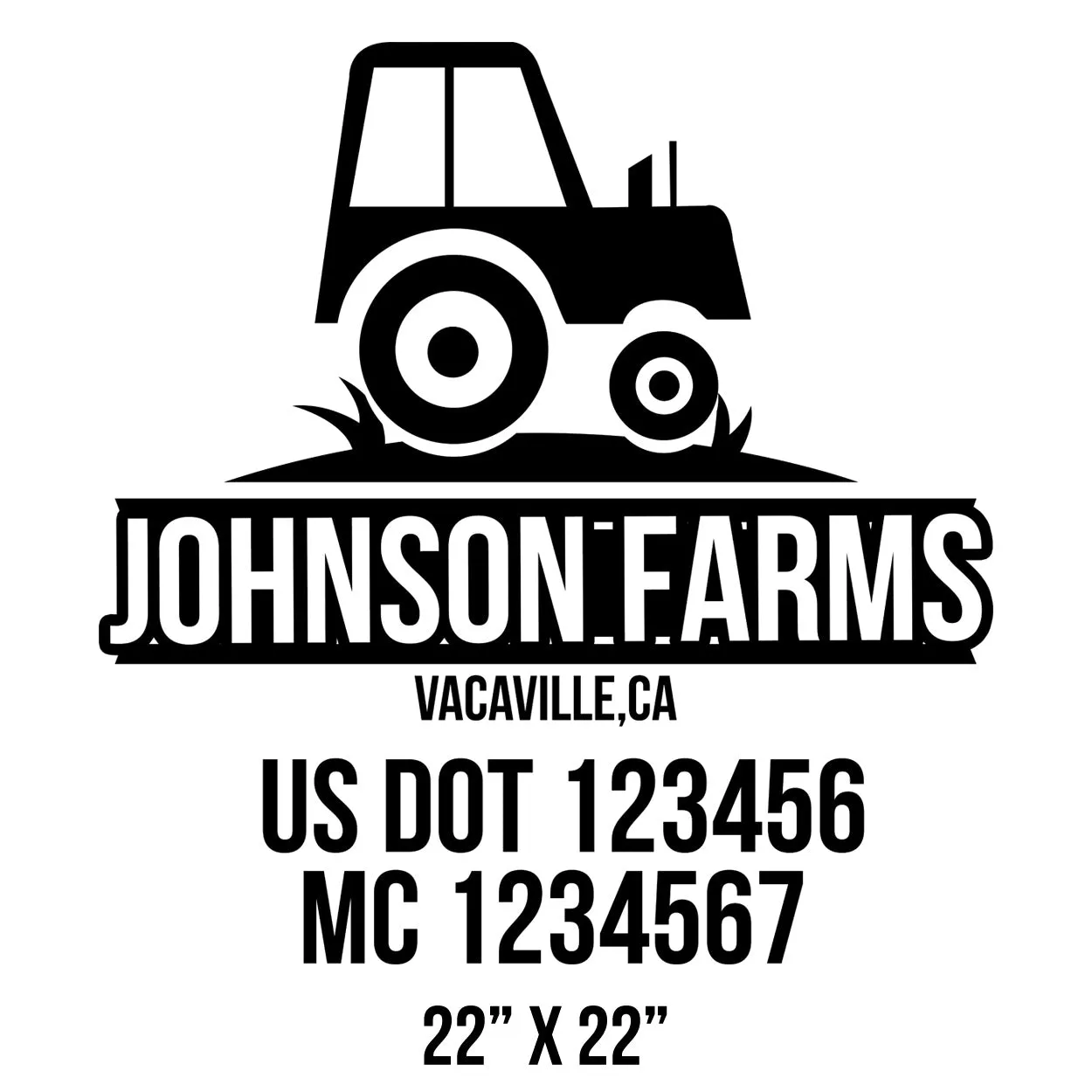 Farm Company Name Truck Decal (USDOT), 2 Pack