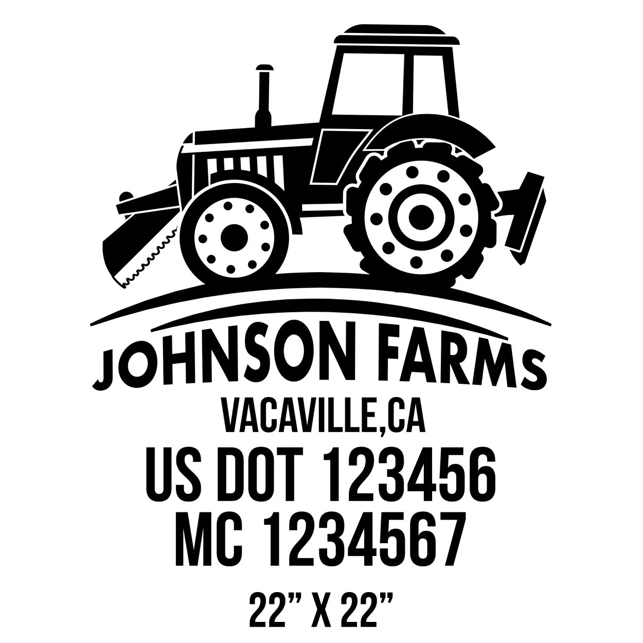 Farm Company Name Truck Decal (USDOT), 2 Pack