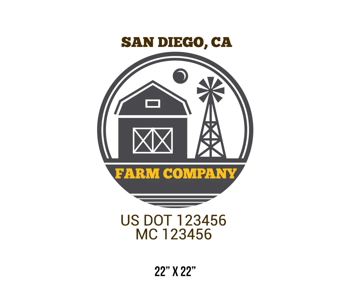 Farm Company Name Truck Decal (USDOT), 2 Pack