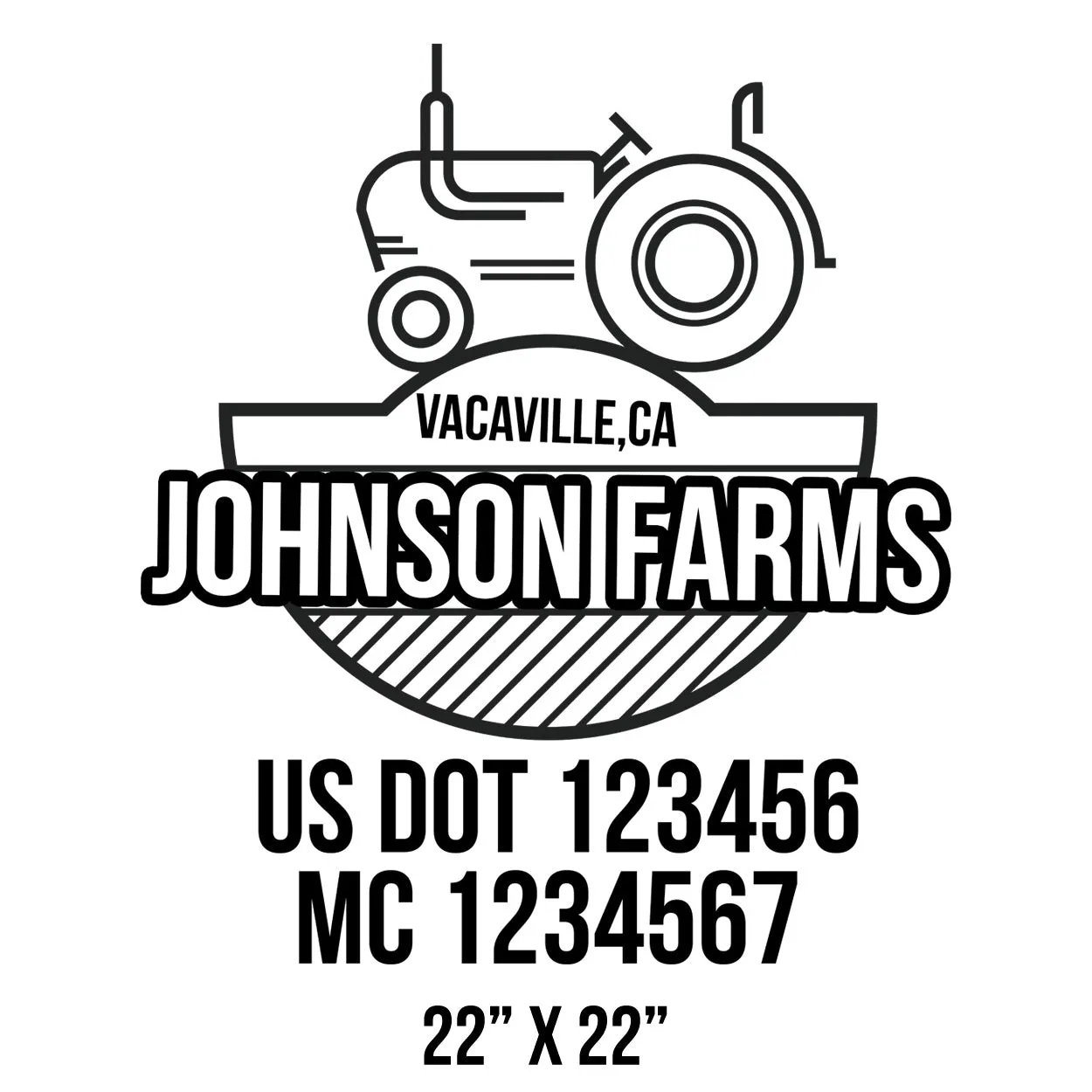 Farm Company Name Truck Decal (USDOT), 2 Pack