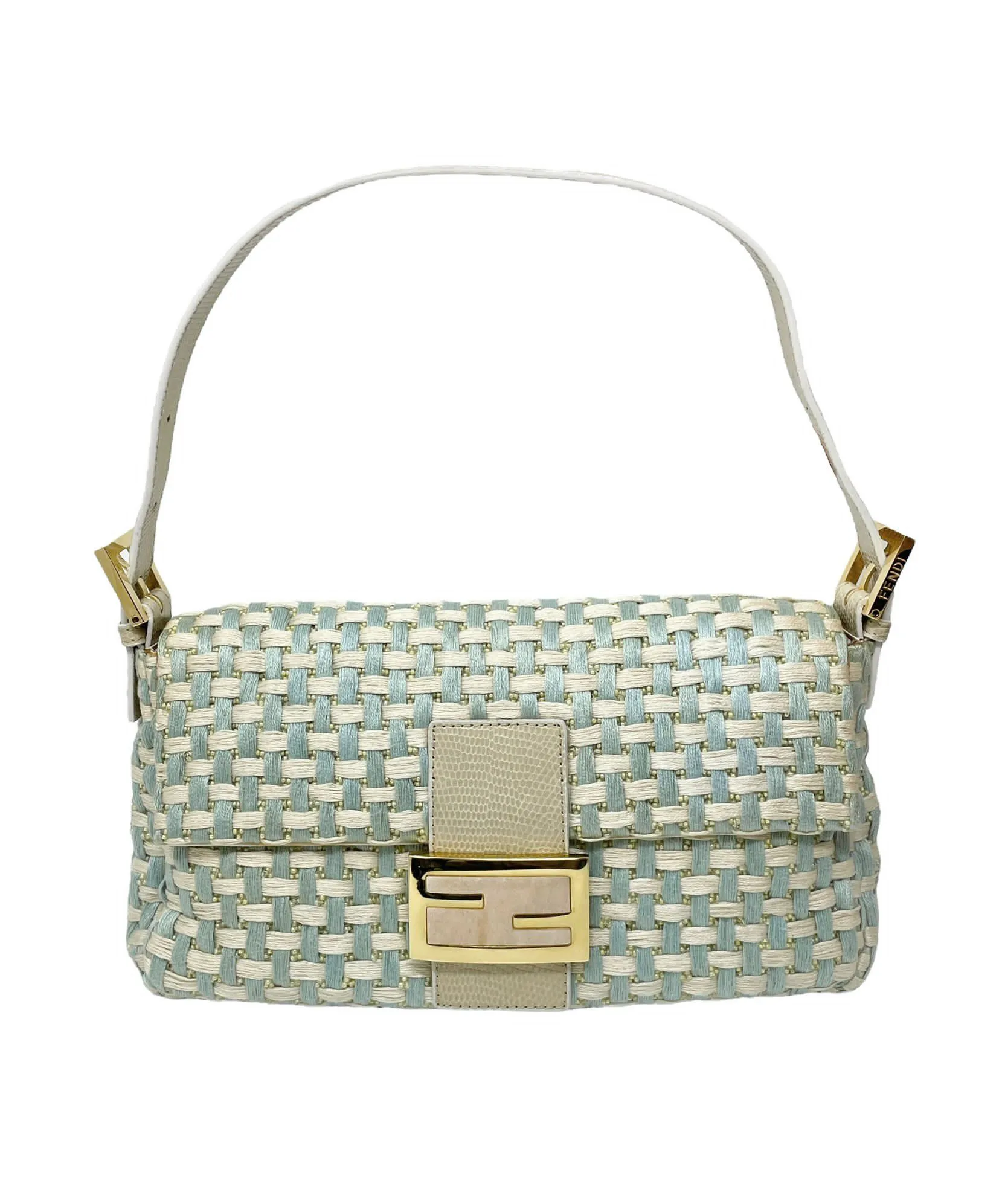 Fendi Baby Blue Braided Baguette Bag
