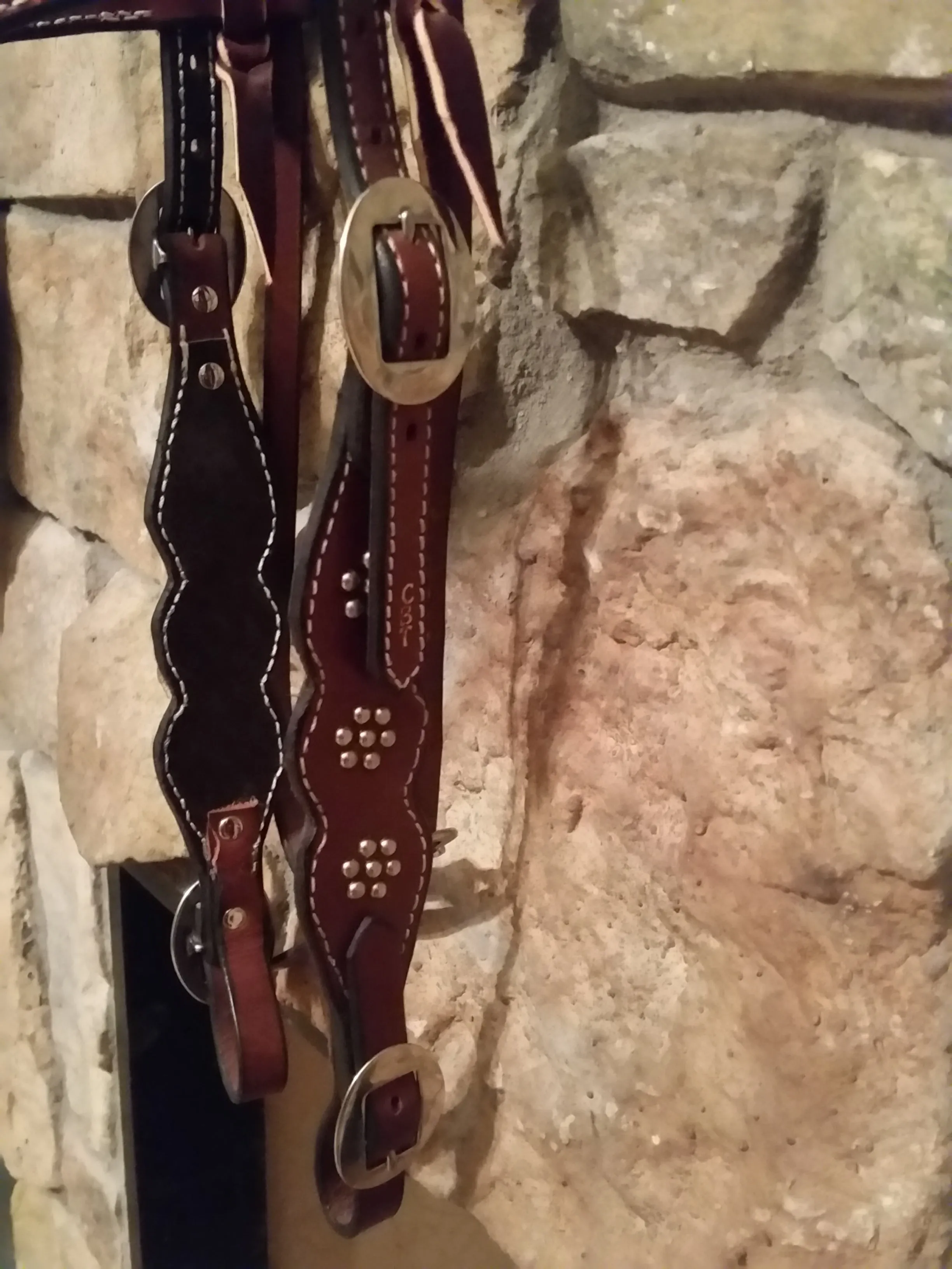Flower Pattern Silver Spot Wide Browband Headstall