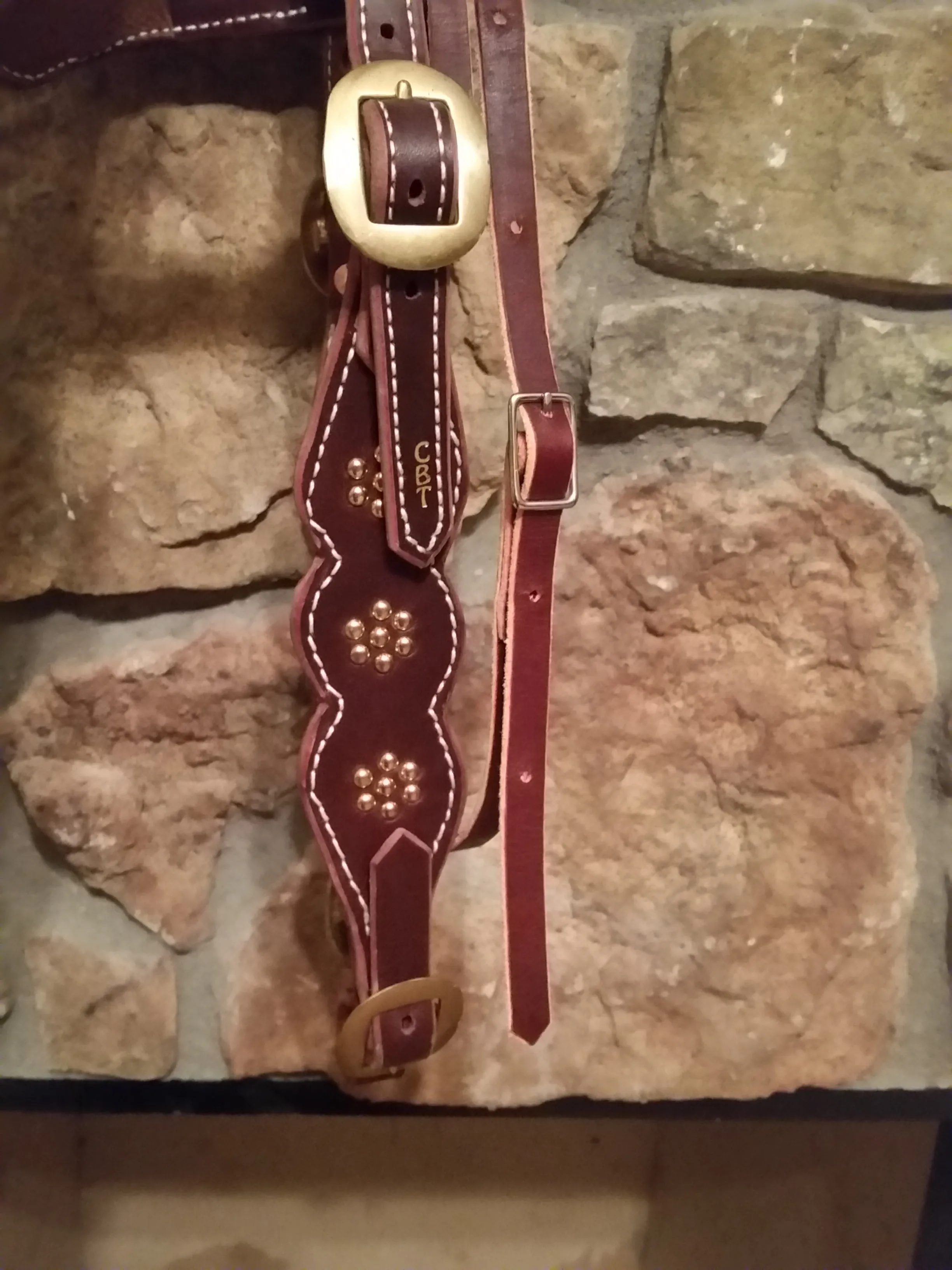 Flower Pattern Silver Spot Wide Browband Headstall