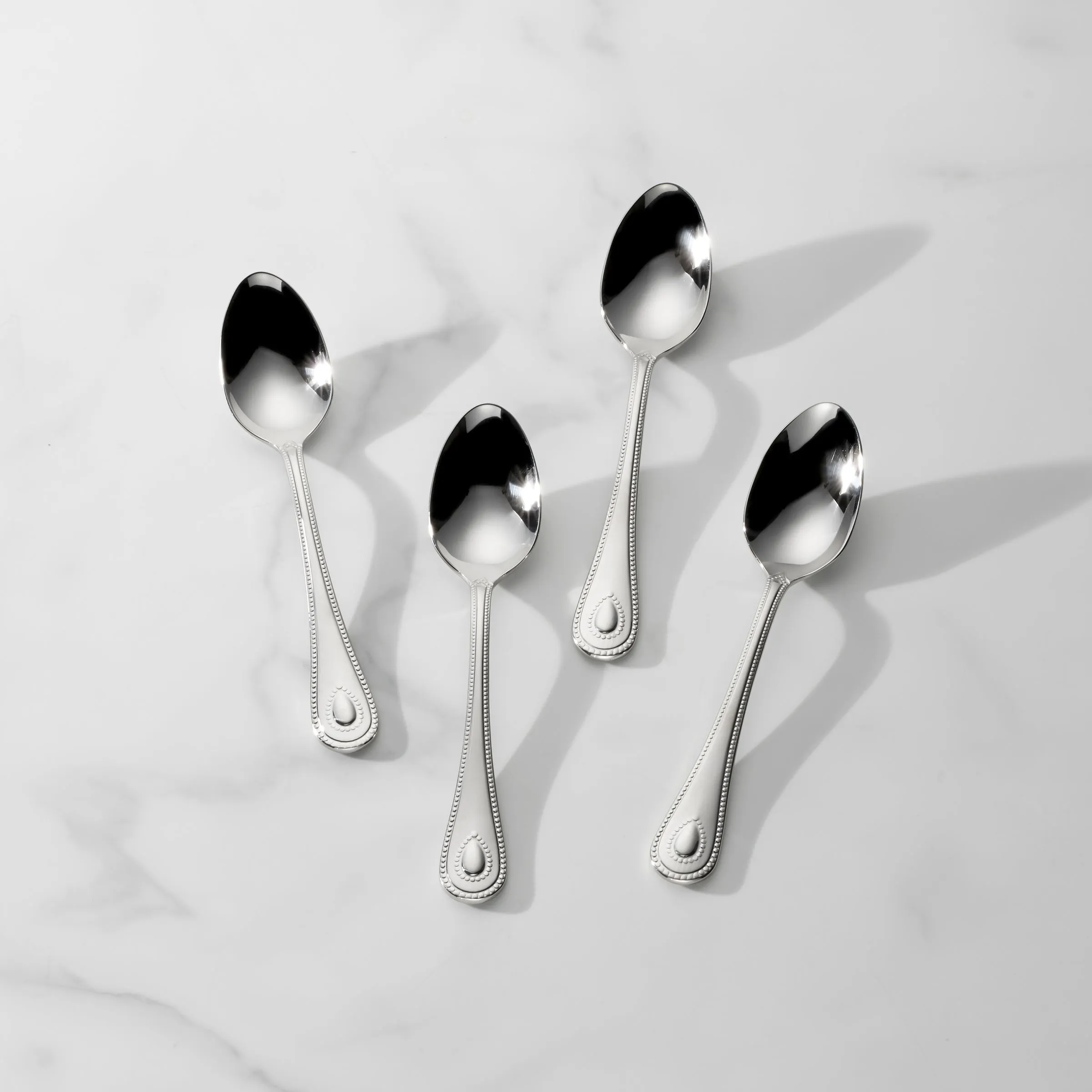 French Perle Teaspoons, Set of 4