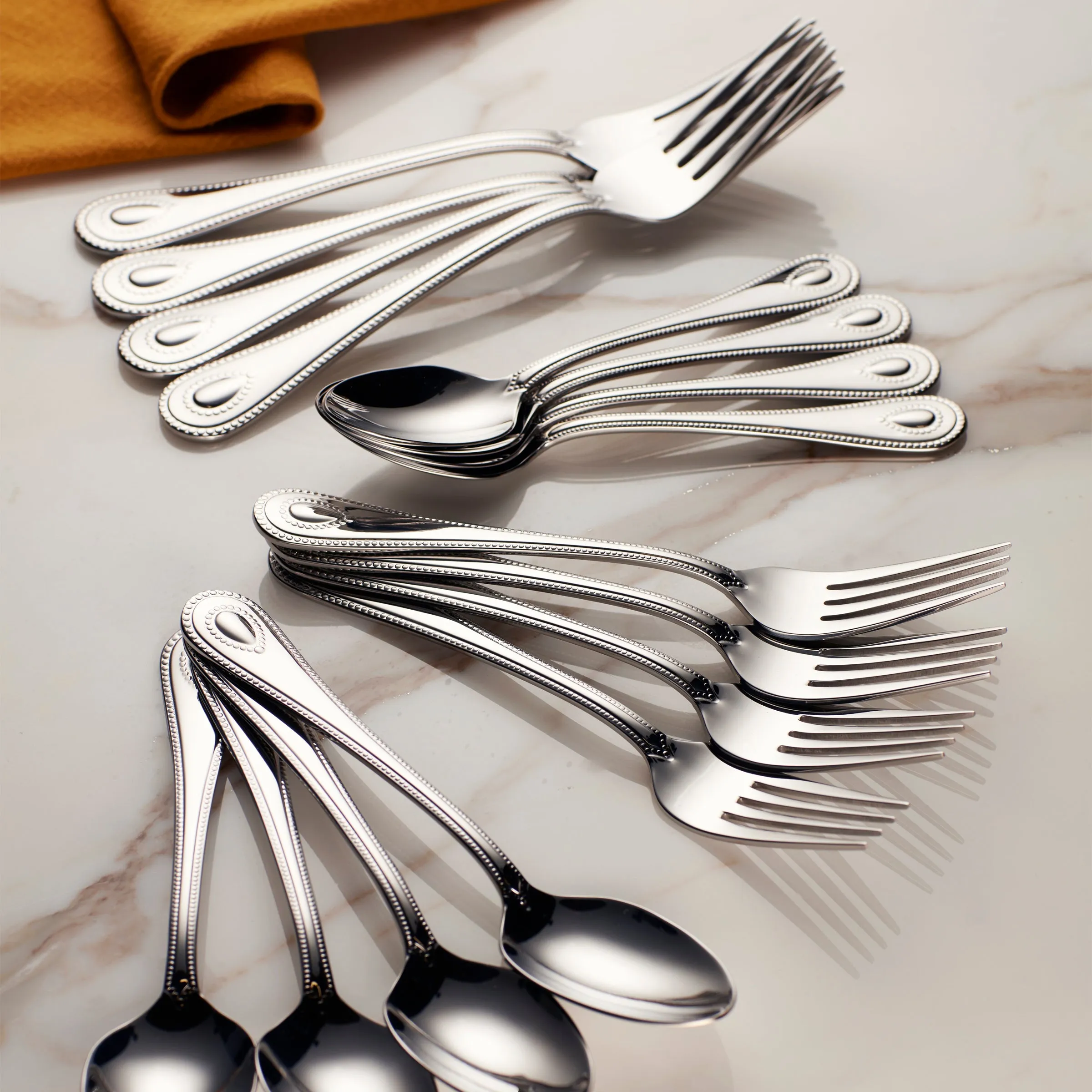 French Perle Teaspoons, Set of 4