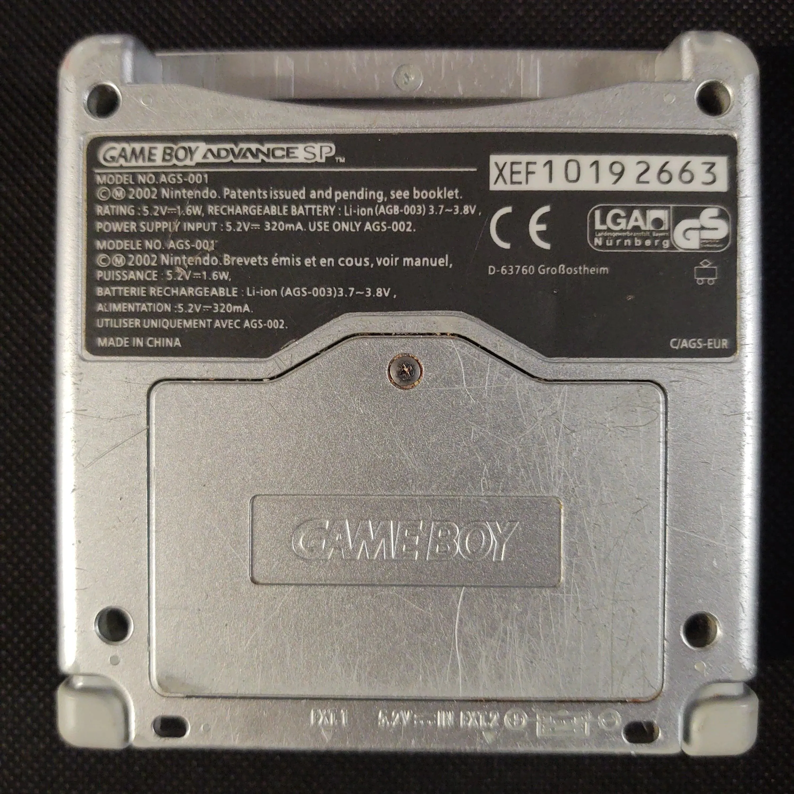 Gameboy Advance SP 001 konsol (Sølv) (kosmetiske fejl)