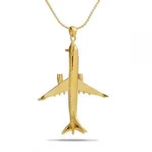 Giant Airplane Gold Cremation Necklace