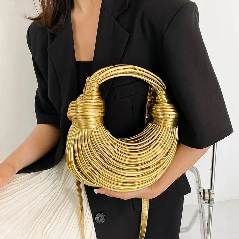 Gold/Silver Handwoven Knot Bag