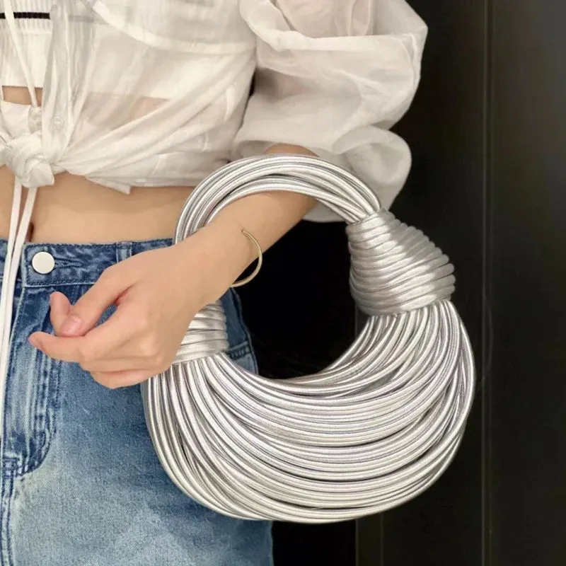 Gold/Silver Handwoven Knot Bag