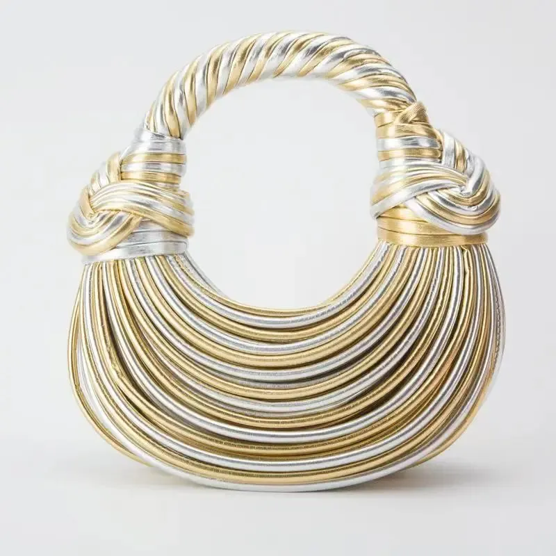 Gold/Silver Handwoven Knot Bag