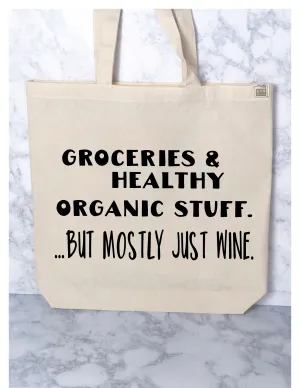 groceries and wine - tote bag