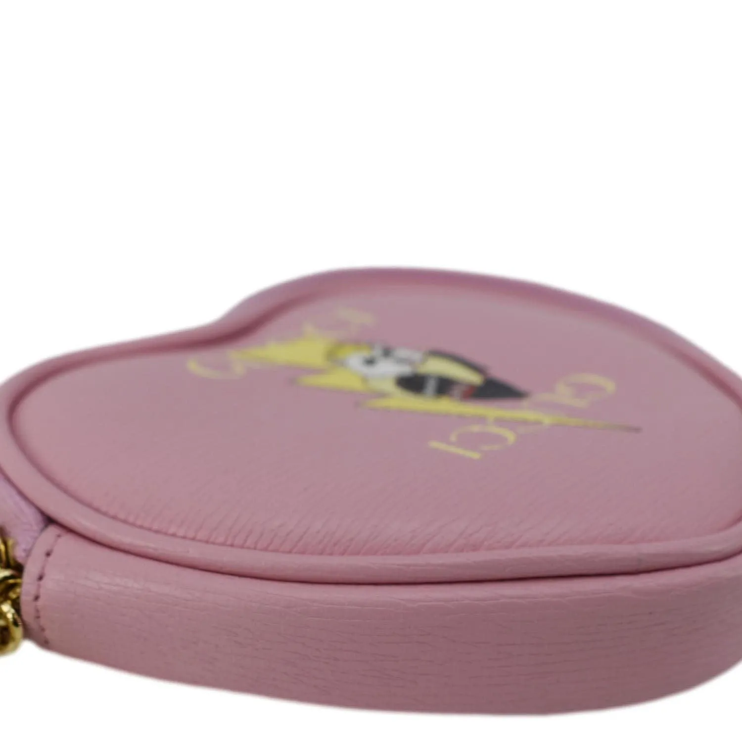 Gucci Bananya Heart Print Leather Coin Case Pink 701062