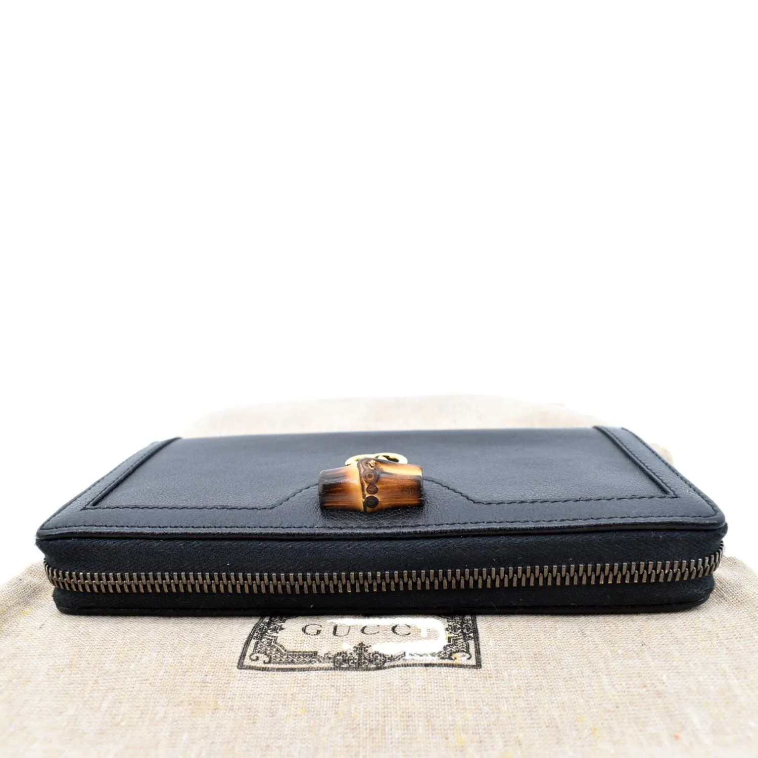 GUCCI Diana Continental Leather Wallet Black 658634