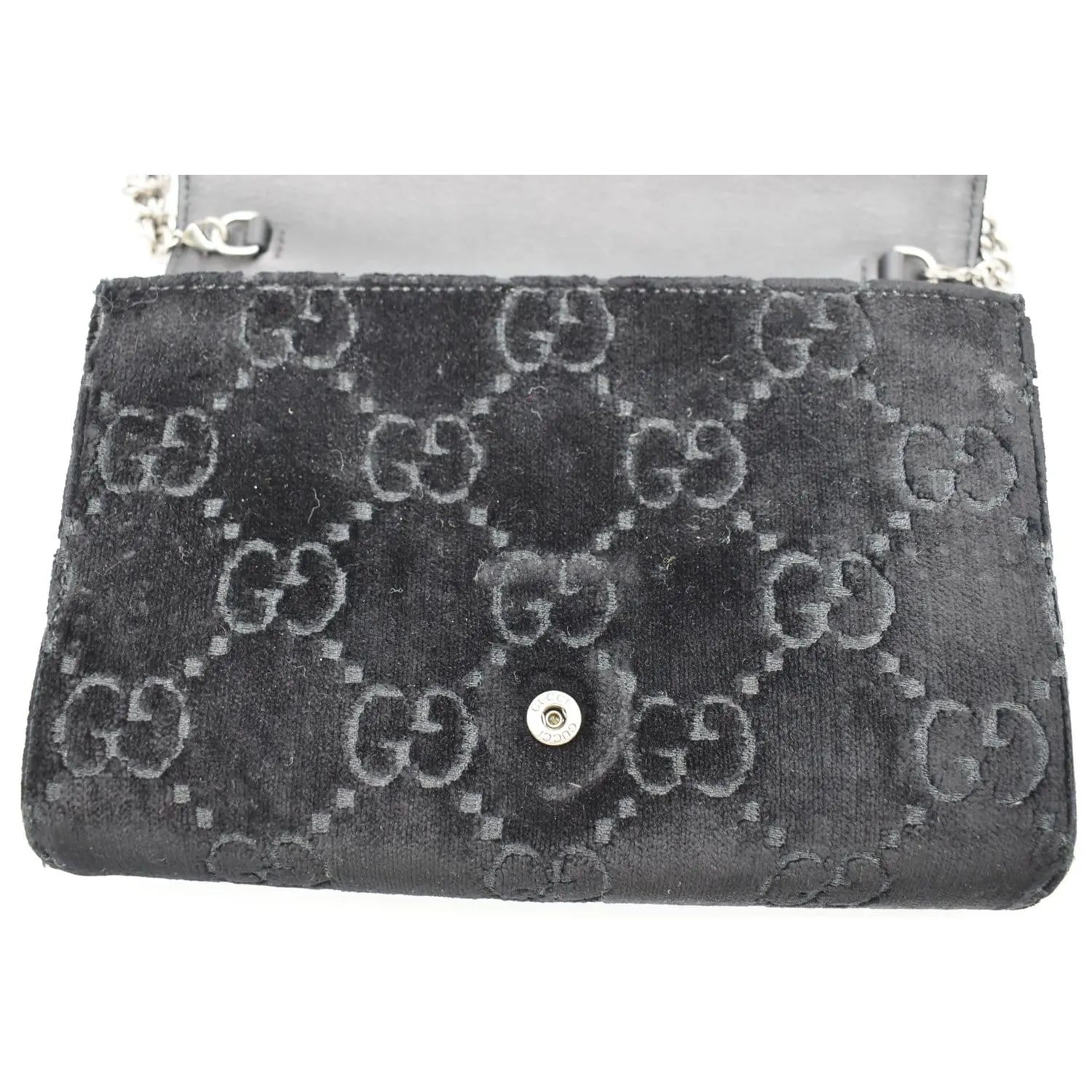 GUCCI Dionysus Mini Velvet GG Monogram Chain Wallet Dark Blue 401231