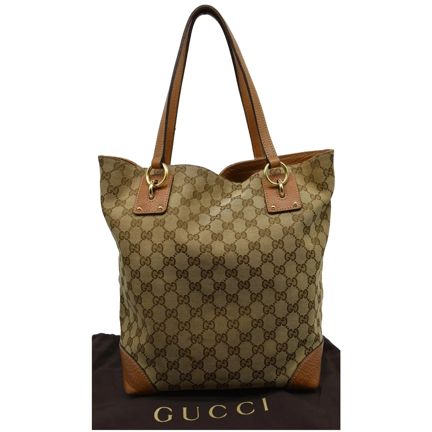 GUCCI Medium Charm GG Canvas Tote Bag Beige 247237