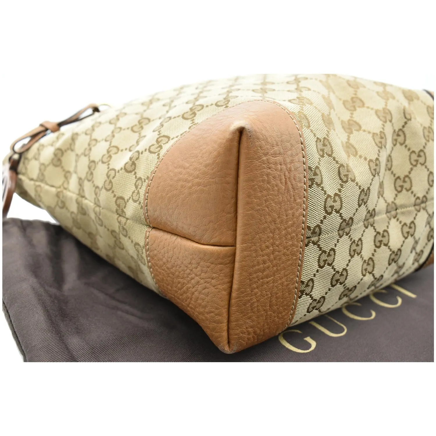 GUCCI Medium Charm GG Canvas Tote Bag Beige 247237