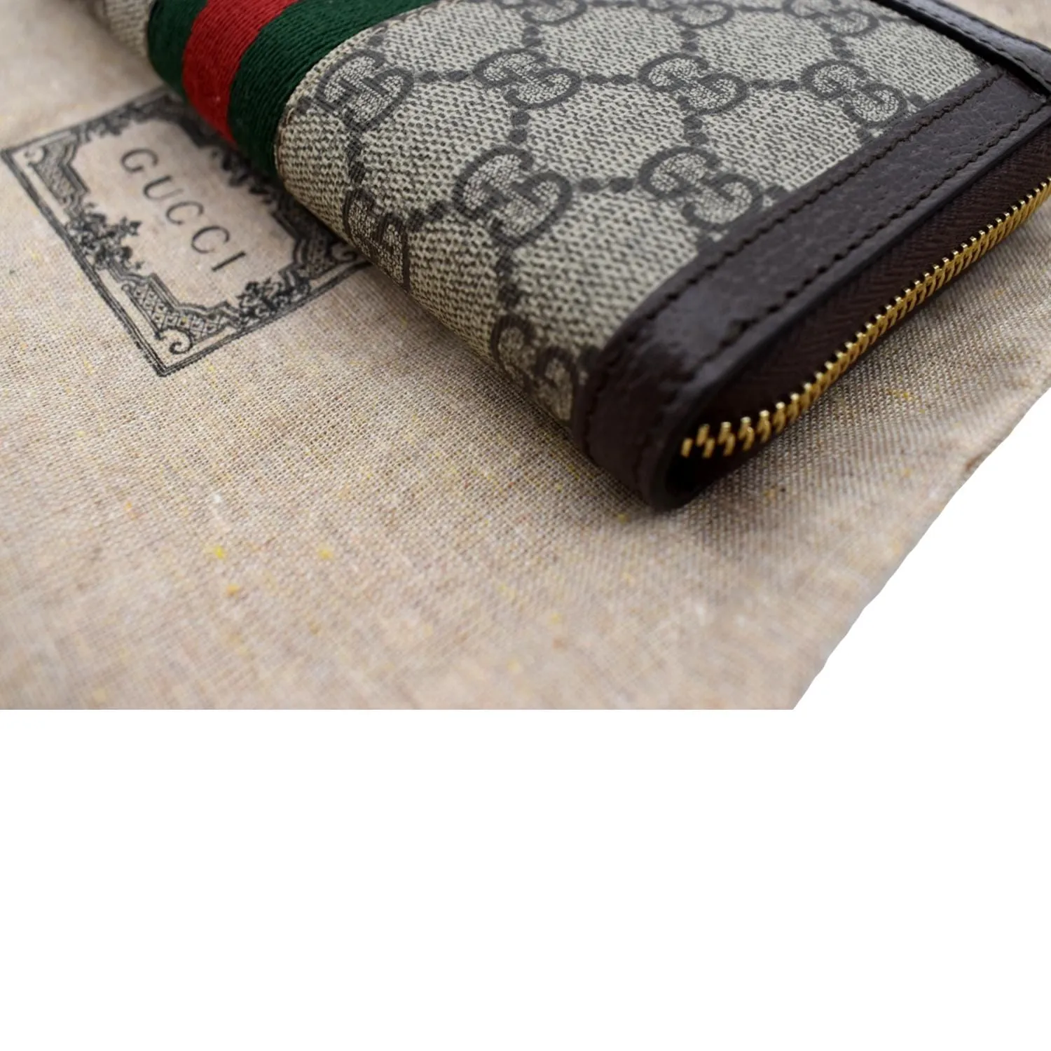 GUCCI Ophidia GG Continental Supreme Canvas Wallet Beige 523153