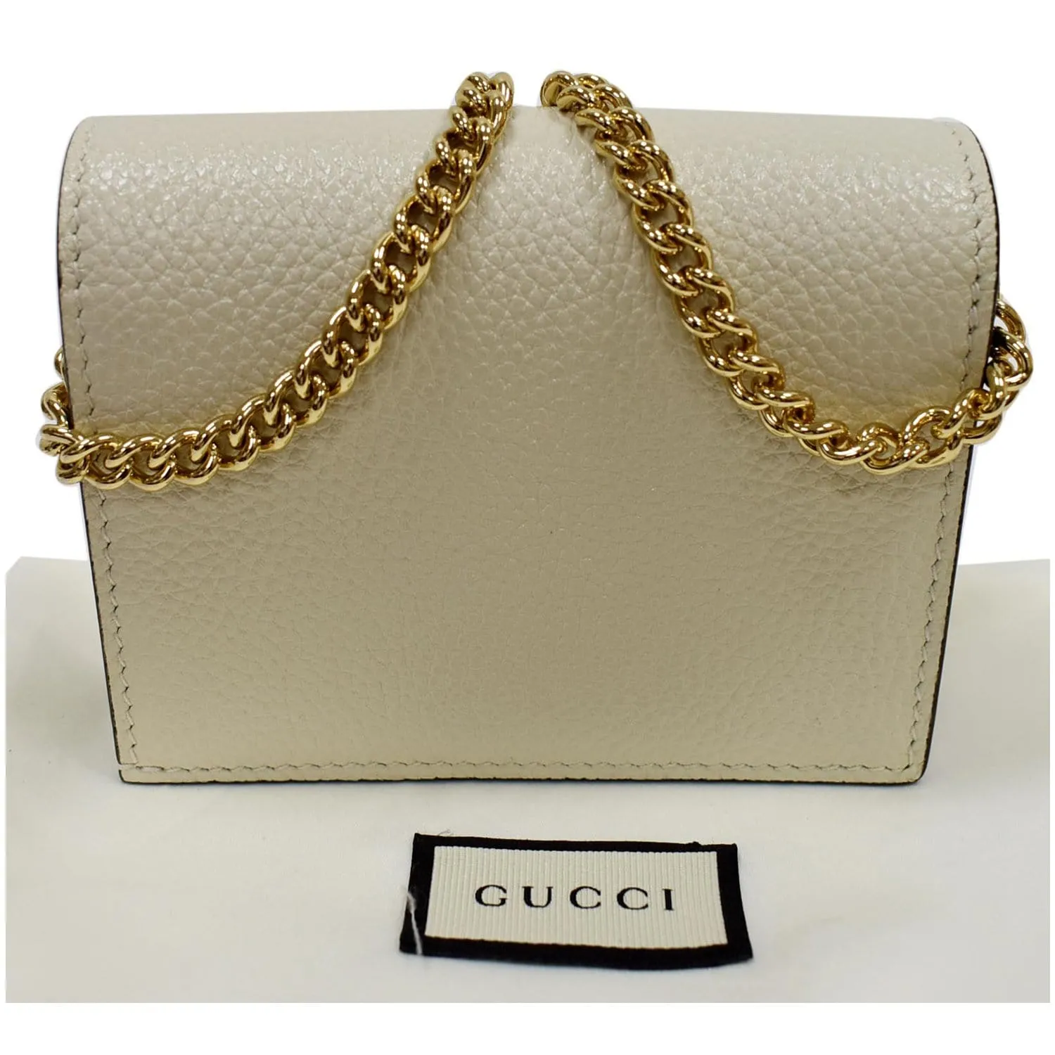 GUCCI Zumi Mini Grainy Leather Chain Wallet Cream 570660 - Final Sale
