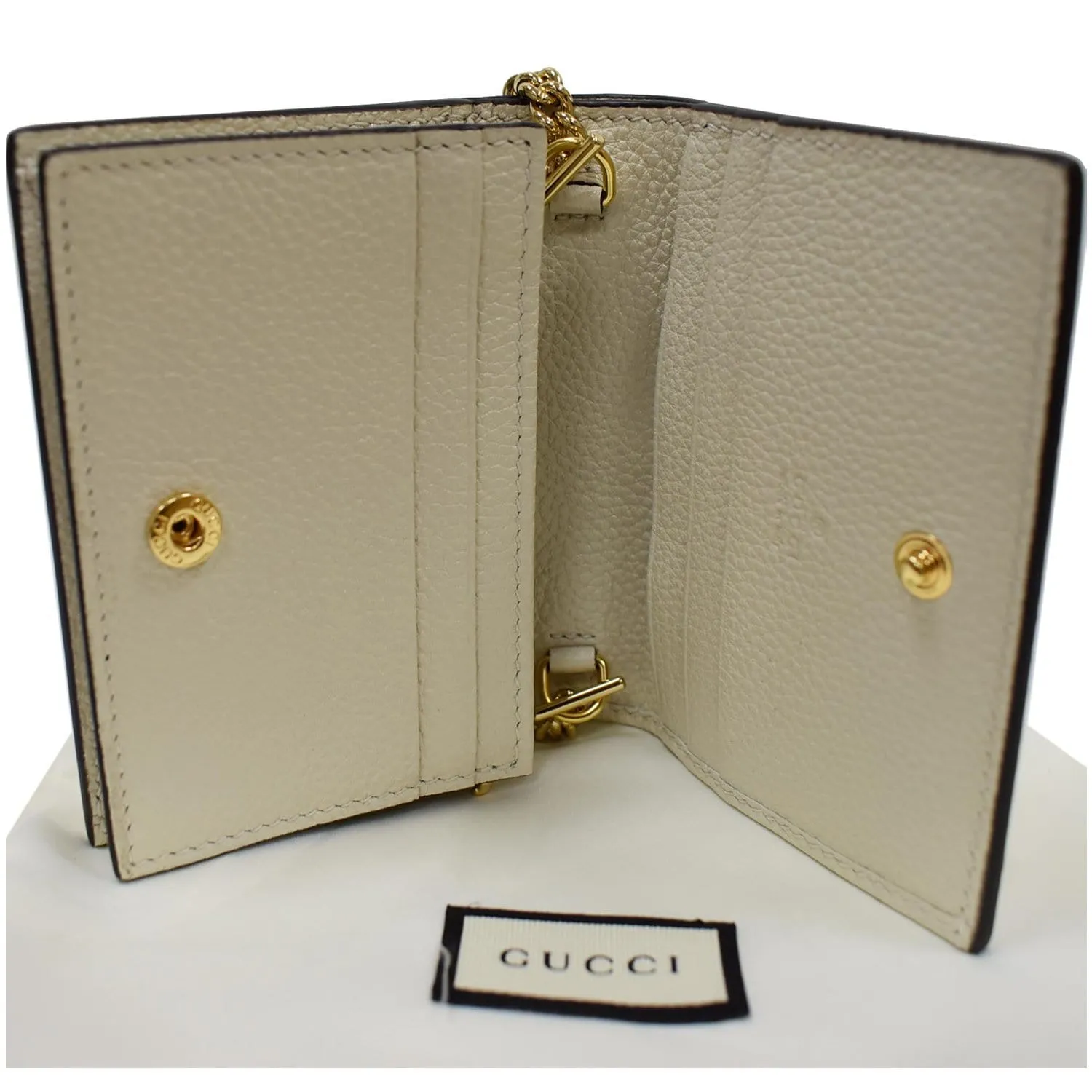 GUCCI Zumi Mini Grainy Leather Chain Wallet Cream 570660 - Final Sale