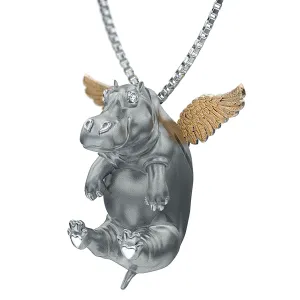 Happy Angel Hippo Diamond Pendant