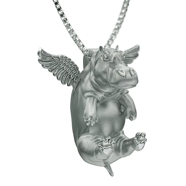 Happy Angel Hippo Diamond Pendant