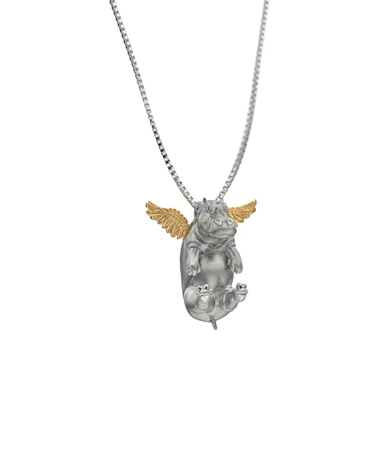Happy Angel Hippo Diamond Pendant